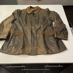 BRITTON Burghley Olive Wax Jacket We’ll Worn Distressed Size Large